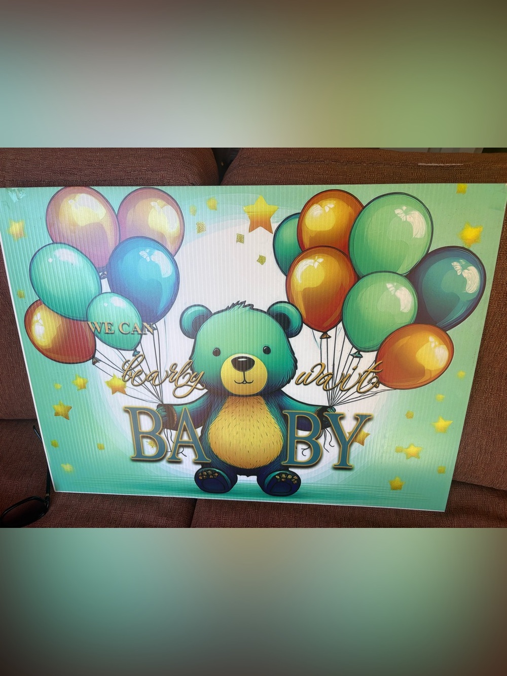 Teddy Bear Baby outdoor foam board sign with Balloons